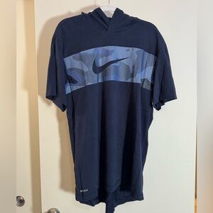 Nike Men's Navy Camo Short Sleeve Hoodie